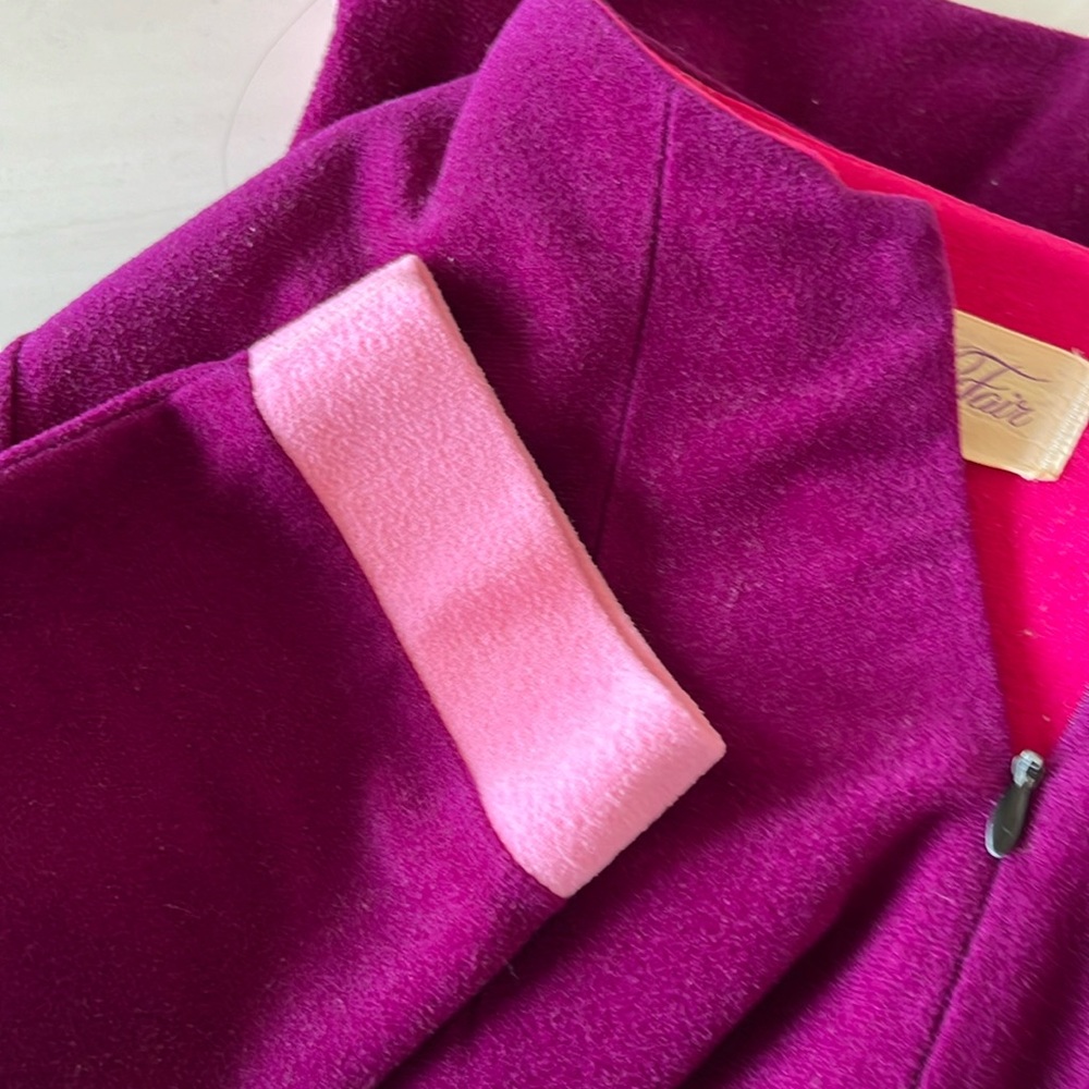 Vtg 70s Berry and Pink Zip-up Velour Robe House Dress - Picture 5 of 8